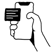 hand holding mobile text illustration